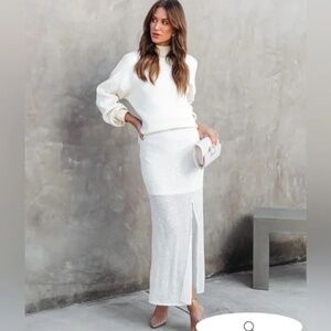 VICI - White Sequin Midi Skirt